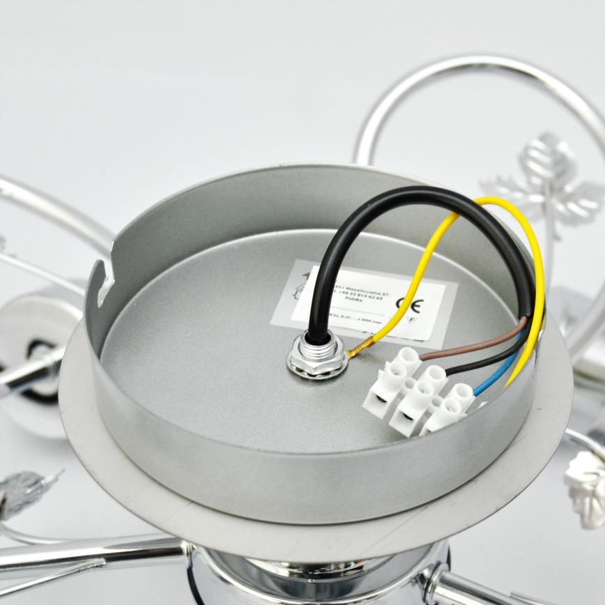 Πλαφονιέρα οροφής SOPHIA 5xE27/15W/230V γυαλιστερό χρώμιο/διαφανής