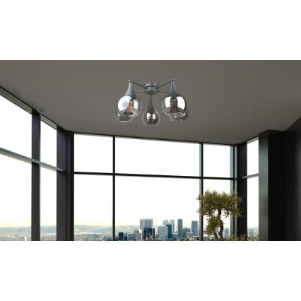 Πλαφονιέρα οροφής STAR 5xE27/60W/230V μαύρο/φιμέ μαύρο