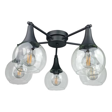 Πλαφονιέρα οροφής STAR 5xE27/60W/230V μαύρο/διαφανής