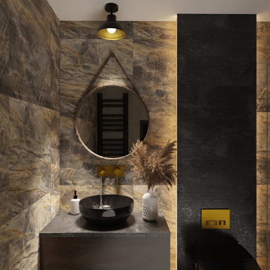 Πλαφονιέρα οροφής SVEN 1xE27/15W/230V μαύρο/χρυσό