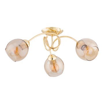 Πλαφονιέρα οροφής TEVI 3xE27/60W/230V χρυσαφί/μπεζ