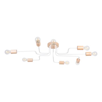 Πλαφονιέρα οροφής TIMBO 8xE27/15W/230V λευκό/μπεζ/οξιά