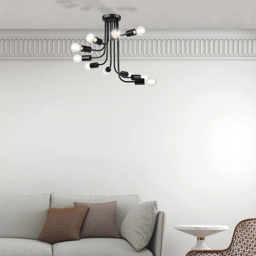 Πλαφονιέρα οροφής TRINITY 10xE27/15W/230V μαύρο