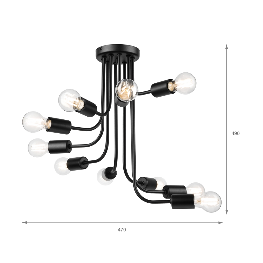 Πλαφονιέρα οροφής TRINITY 10xE27/15W/230V μαύρο