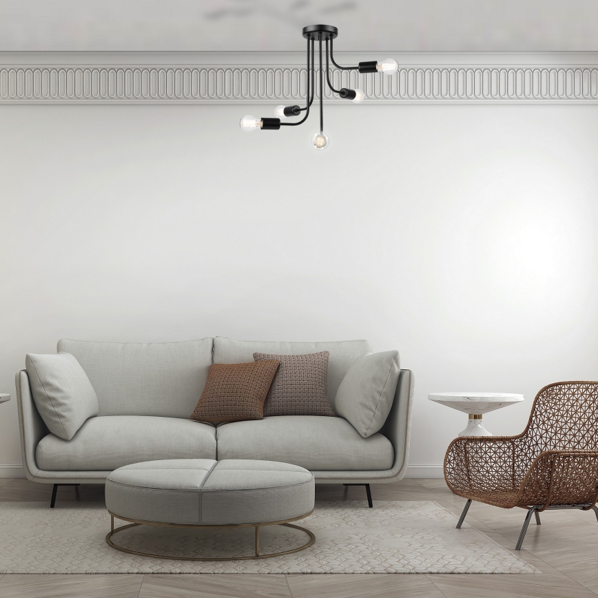 Πλαφονιέρα οροφής TRINITY 5xE27/15W/230V μαύρο