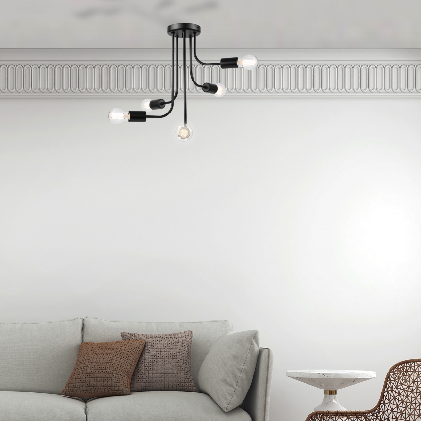 Πλαφονιέρα οροφής TRINITY 5xE27/15W/230V μαύρο