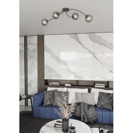 Πλαφονιέρα οροφής VIBRA 4xE14/10W/230V μαύρο/γκρι