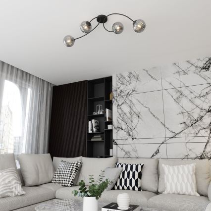 Πλαφονιέρα οροφής VIBRA 4xE14/10W/230V μαύρο/γκρι