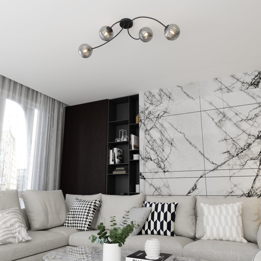 Πλαφονιέρα οροφής VIBRA 4xE14/10W/230V μαύρο/γκρι