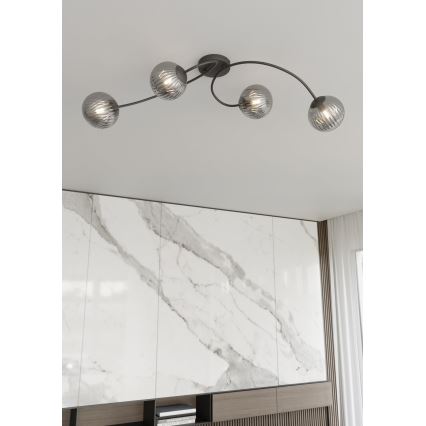 Πλαφονιέρα οροφής VIBRA 4xE14/10W/230V μαύρο/γκρι