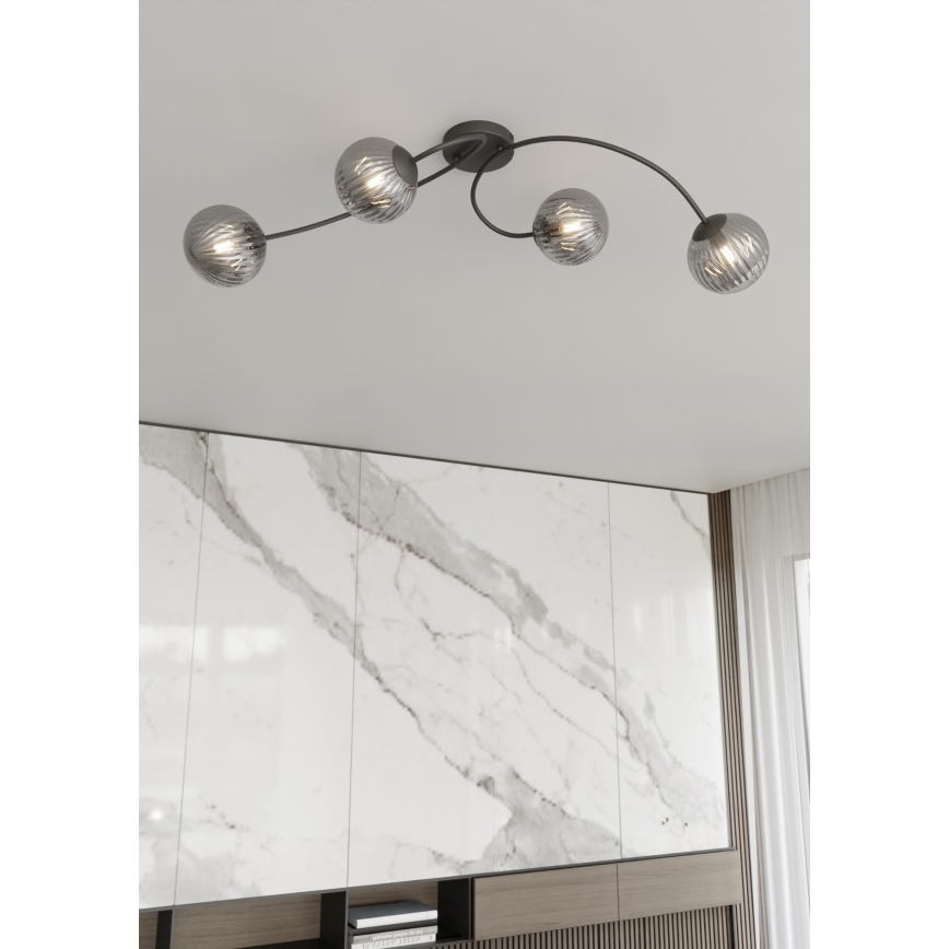 Πλαφονιέρα οροφής VIBRA 4xE14/10W/230V μαύρο/γκρι