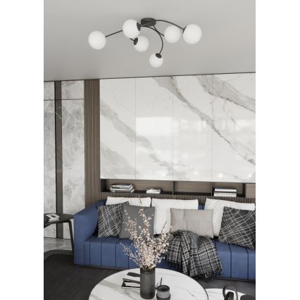 Πλαφονιέρα οροφής VIBRA 6xE14/10W/230V μαύρο/λευκό