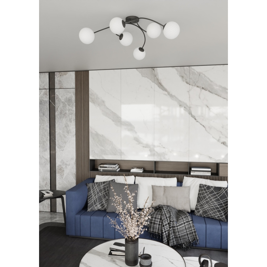 Πλαφονιέρα οροφής VIBRA 6xE14/10W/230V μαύρο/λευκό