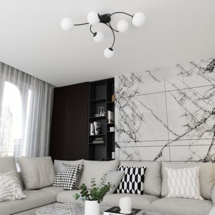 Πλαφονιέρα οροφής VIBRA 6xE14/10W/230V μαύρο/λευκό