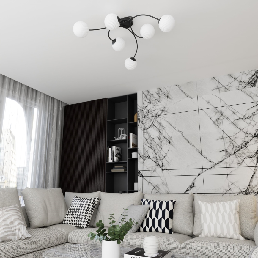 Πλαφονιέρα οροφής VIBRA 6xE14/10W/230V μαύρο/λευκό