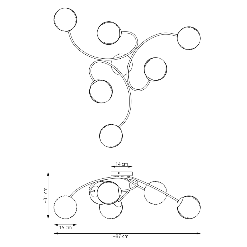 Πλαφονιέρα οροφής VIBRA 6xE14/10W/230V μαύρο/λευκό
