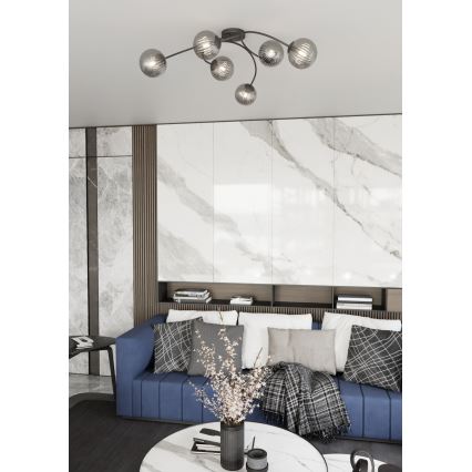 Πλαφονιέρα οροφής VIBRA 6xE14/10W/230V μαύρο/γκρι