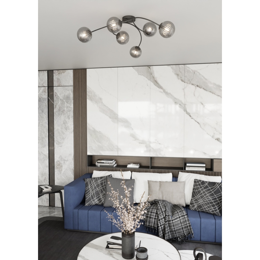 Πλαφονιέρα οροφής VIBRA 6xE14/10W/230V μαύρο/γκρι