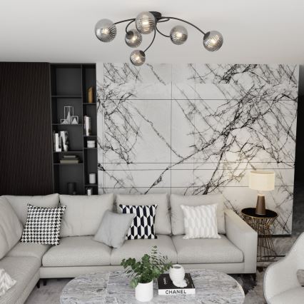 Πλαφονιέρα οροφής VIBRA 6xE14/10W/230V μαύρο/γκρι