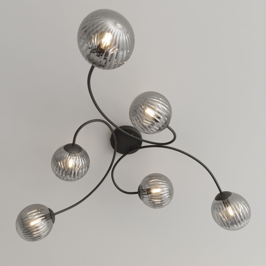 Πλαφονιέρα οροφής VIBRA 6xE14/10W/230V μαύρο/γκρι