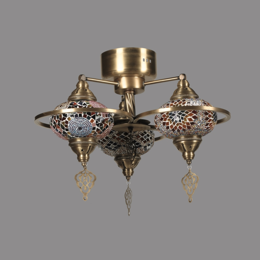 Πλαφονιέρα οροφής YENI 3xE27/40W/230V ορείχαλκος