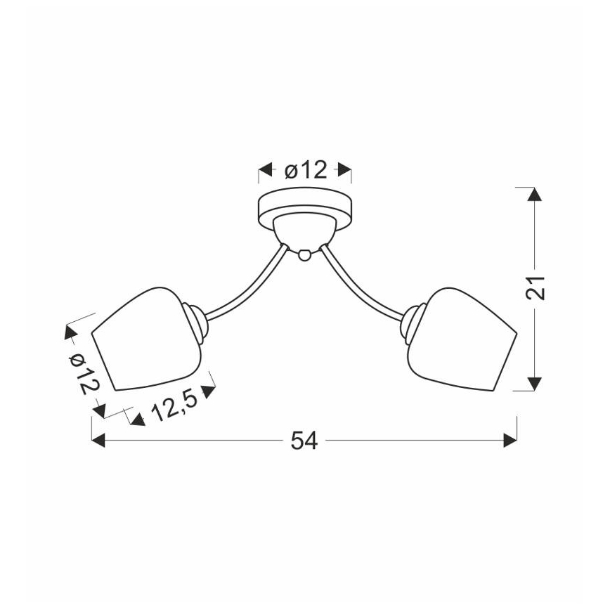 Πλαφονιέρα οροφής ZINA 2xE27/40W/230V ορείχαλκος/λευκό