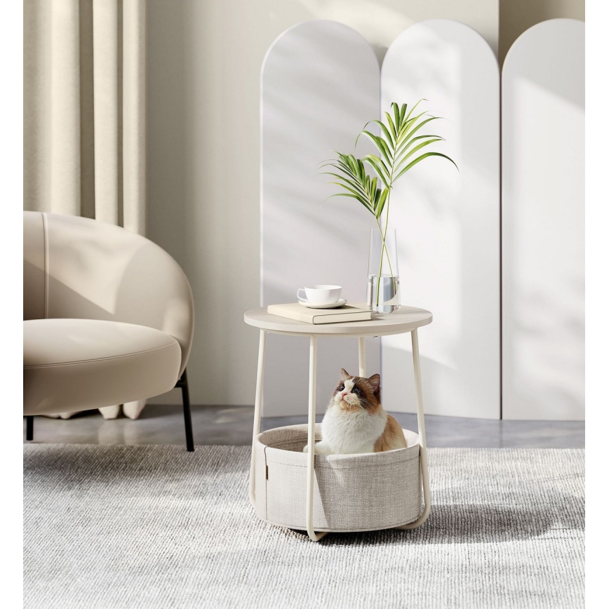 Πλαϊνό τραπεζάκι NOIRA κρεμ/λευκό