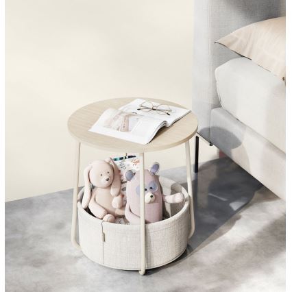 Πλαϊνό τραπεζάκι NOIRA κρεμ/λευκό