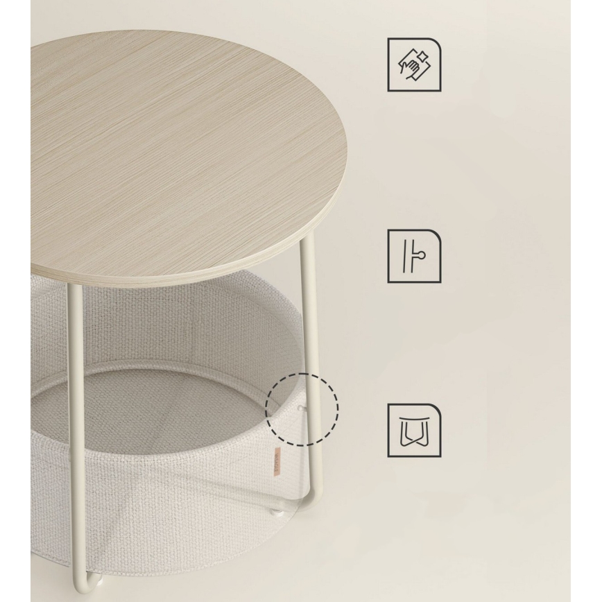 Πλαϊνό τραπεζάκι NOIRA κρεμ/λευκό