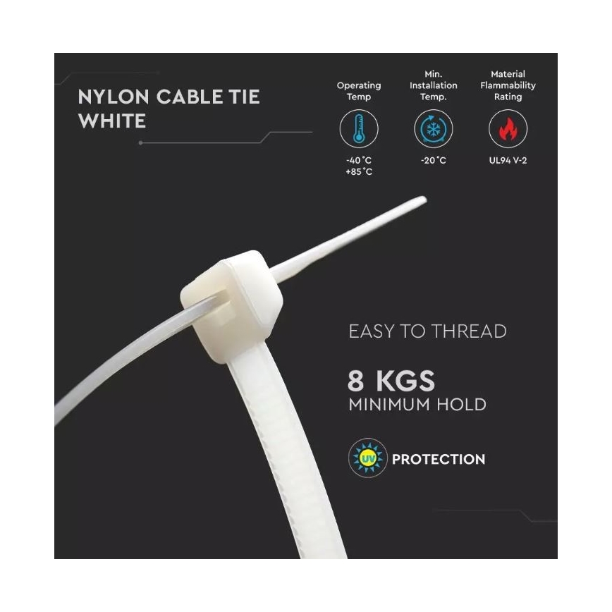 Πλαστικά Δεματικά καλλωδίων 2,5x100mm 100τμχ λευκό