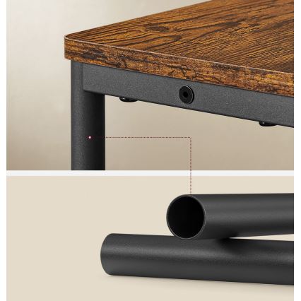 Πλευρικό τραπέζι ROD με ενσωματωμένη πρίζα και θύρες USB — καφέ/μαύρο