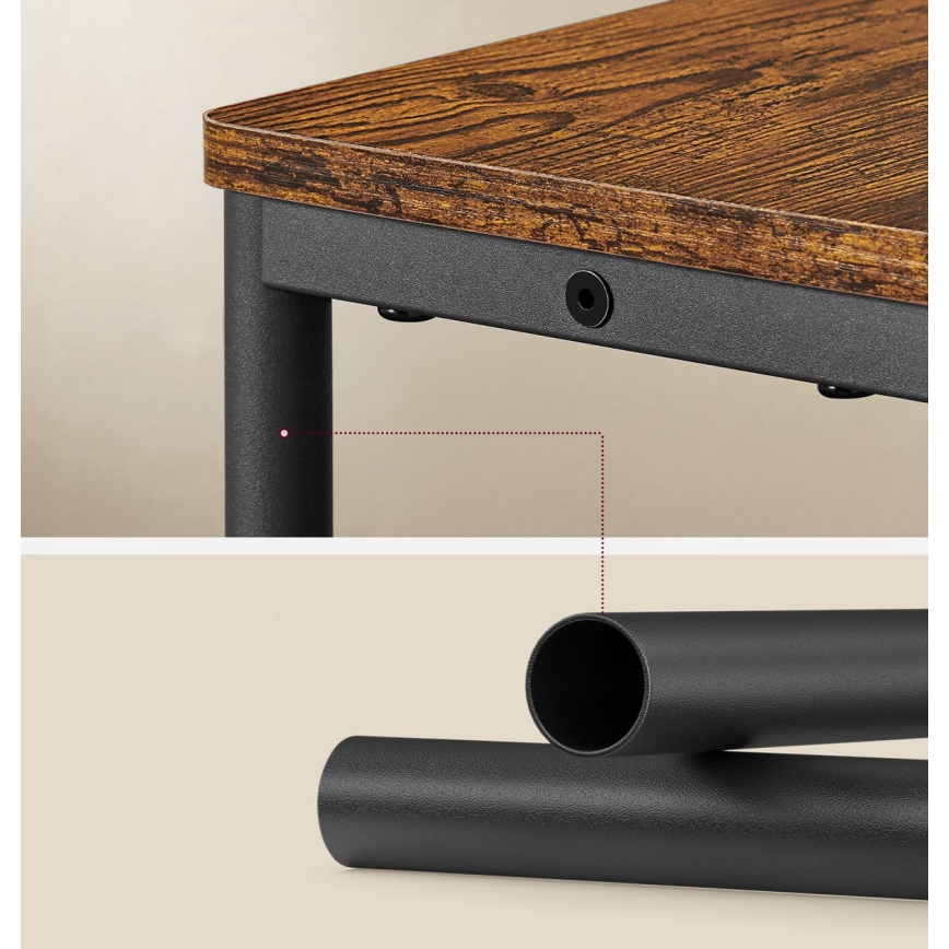 Πλευρικό τραπέζι ROD με ενσωματωμένη πρίζα και θύρες USB — καφέ/μαύρο