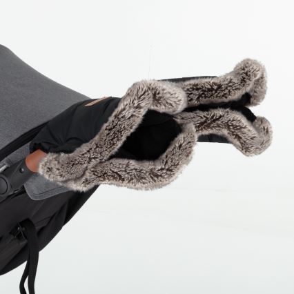 PETITE&MARS - Σετ παιδικός υπνόσακος 4 σε 1 ARCTIC + γάντια για καρότσι FURRY Forever Black