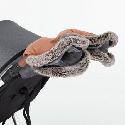 PETITE&MARS - Σετ παιδικός υπνόσακος 4 σε 1 COMFY + καλύμματα χειρός για καρότσι FURRY σε παστέλ ροδακινί