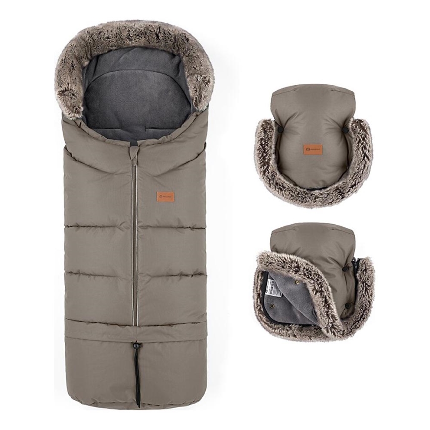 PETITE&MARS - ΣΕΤ Ποδόσακος 4σε1 ARCTIC +Γάντια καροτσιού FURRY Mocha Mousse