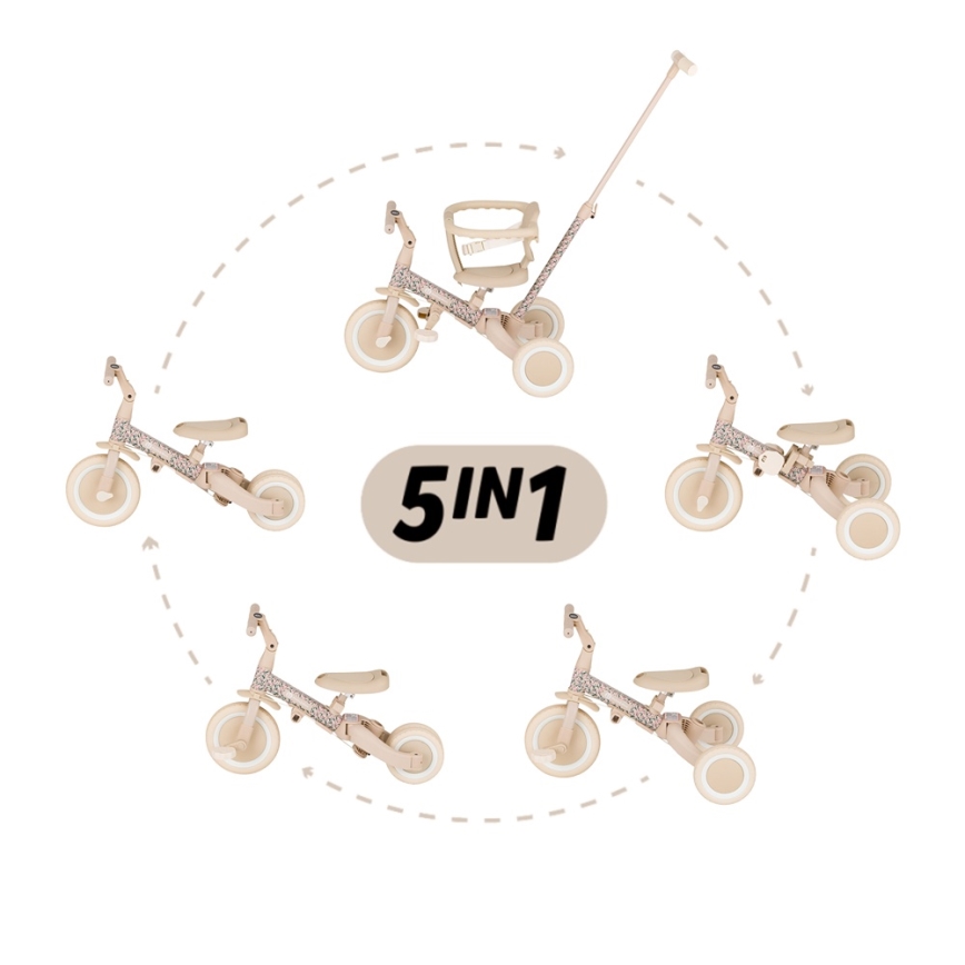 PETITE&MARS - Παιδικό τρίκυκλο 5 σε 1 TURBO LIMITED Pink Meadow