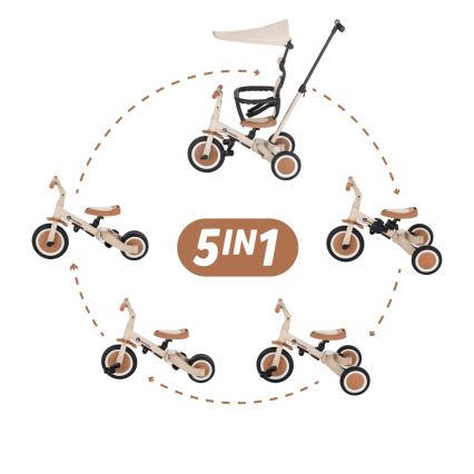 PETITE&MARS - Παιδικό τρίκυκλο 5 σε 1 TURBO PLUS Desert Sand