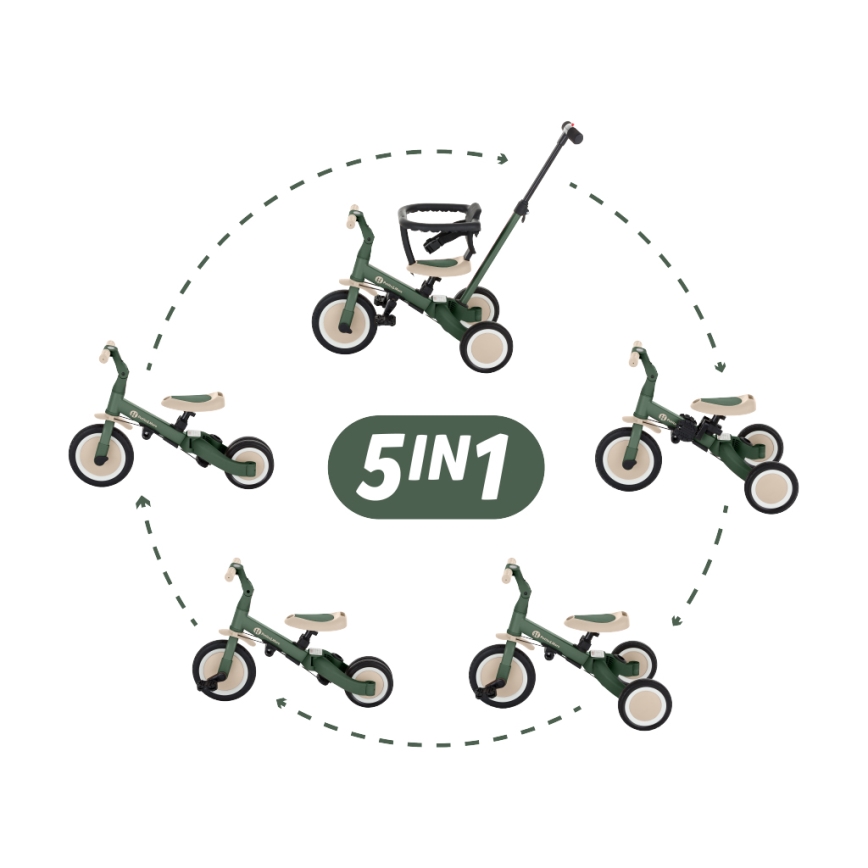 PETITE&MARS - Παιδικό τρίκυκλο ποδήλατο 5σε1 TURBO Misty Green