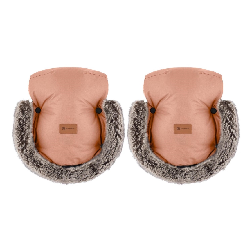 PETITE&MARS - Γάντια καροτσιού FURRY Pastel Peach