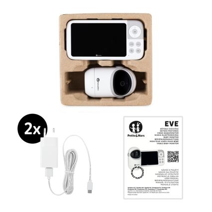 PETITE&MARS - Βρεφικό μόνιτορ με οθόνη EVE 5.0 3,8V 3050 mAh