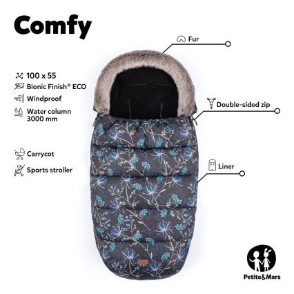 PETITE&MARS - Σετ παιδικός υπνόσακος 4 σε 1 COMFY + καλύμματα χειρός για καρότσι FURRY σε παστέλ ροδακινί