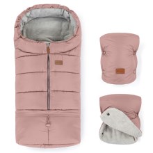 PETITE&MARS - Σετ ποδόσακος 3σε1 JIBOT + γάντια καροτσιού JASIE ροζ