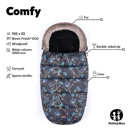 PETITE&MARS - ΣΕΤ Ποδόσακος 4σε1 COMFY Stylish Beauty + Γάντια καροτσιού FURRY Forever Black