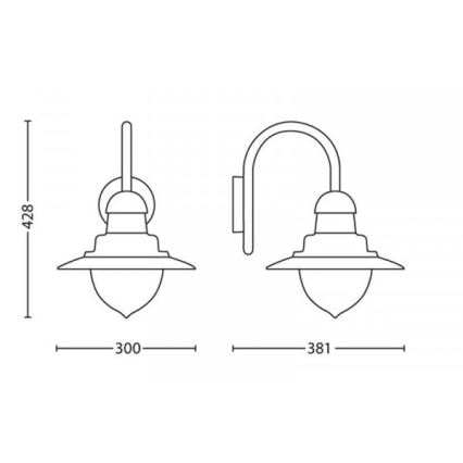 Philips 01652/06/PN - Επιτοίχιο φωτιστικό εξωτερικού χώρου MYGARDEN RAINDROP 1xE27/53W/230V IP44