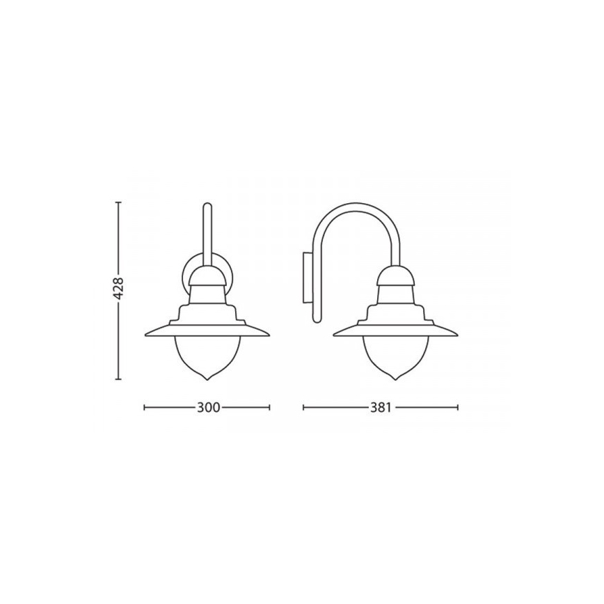 Philips 01652/06/PN - Επιτοίχιο φωτιστικό εξωτερικού χώρου MYGARDEN RAINDROP 1xE27/53W/230V IP44