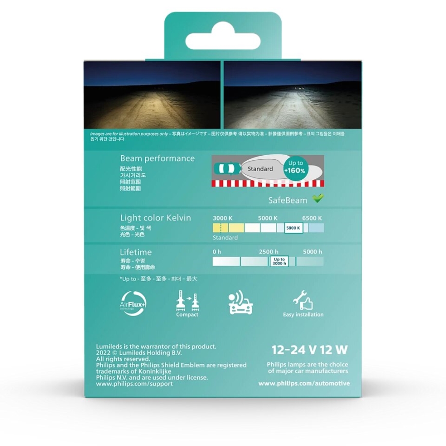Philips 11342U51X2 - ΣΕΤ 2x LED Λάμπα αυτοκινήτου Ultinon Pro5100 H4 P43t-38/12W/12/24V 5800K