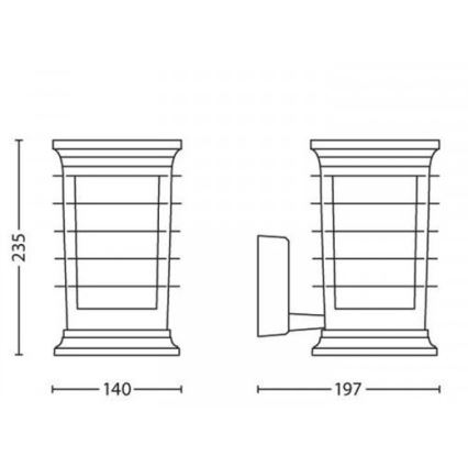 Philips 15280/54/PN - Φωτιστικό τοίχου LED εξωτερικού χώρου MyGarden PATIO 1xE27/60W/230V IP44
