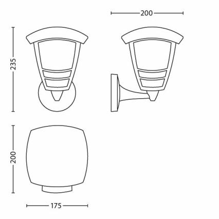 Philips - Φως τοίχου εξωτερικού χώρου E27/60W/230V IP44