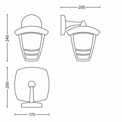 Philips - Φως τοίχου εξωτερικού χώρου 1xE27/60W/230V IP44