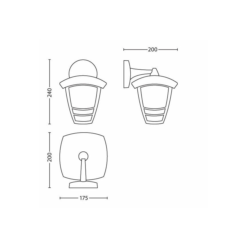 Philips - Φως τοίχου εξωτερικού χώρου 1xE27/60W/230V IP44